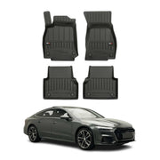OMAC Tapis de sol caoutchouc pour Audi A7 Sportback 2018-2026 Noir Premium