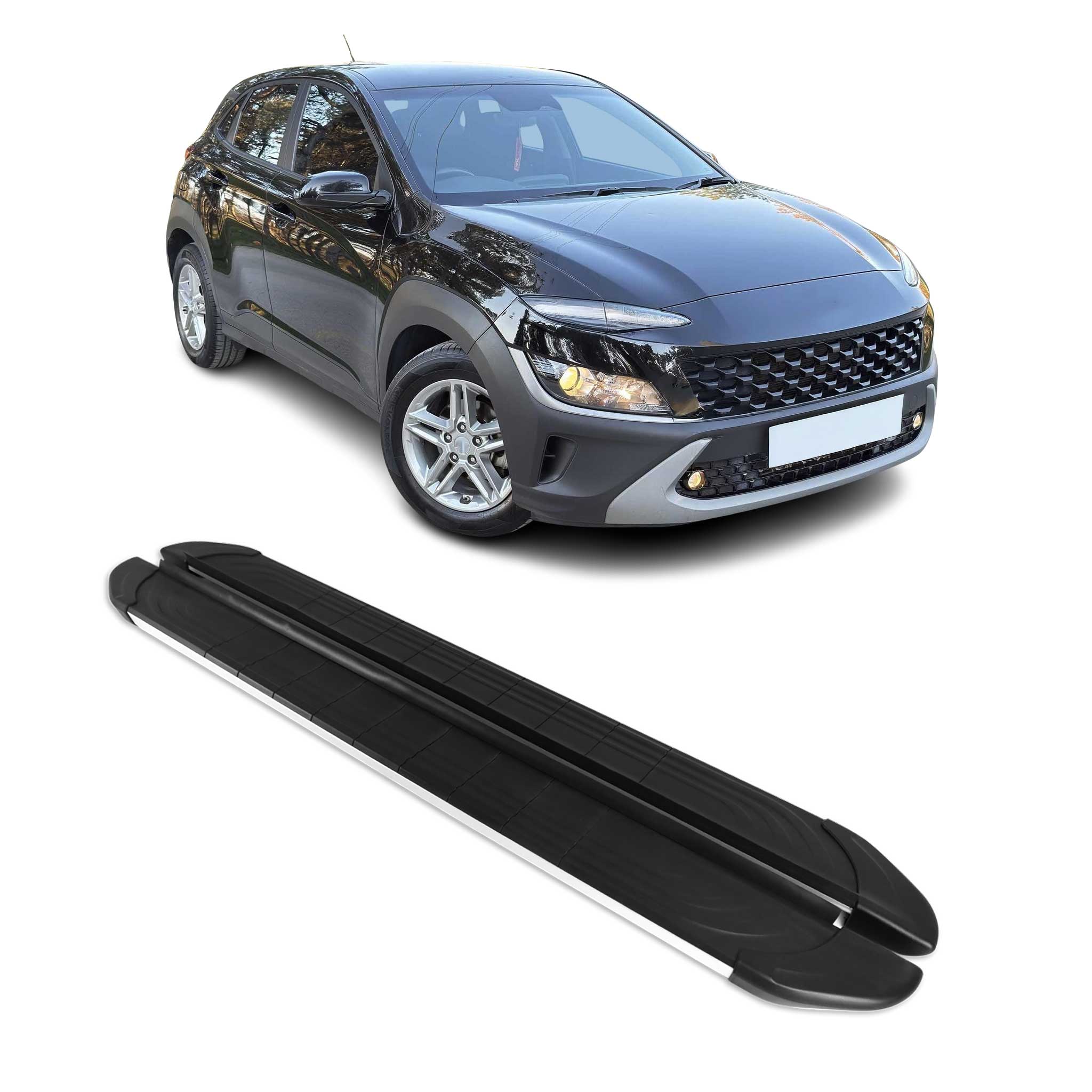 Marchepieds Latéraux pour Hyundai Kona 2018-2023 Aluminium Gris Noir 2Pcs