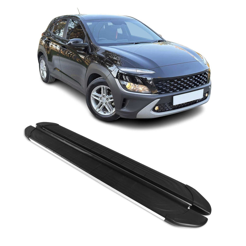Marchepieds Latéraux pour Hyundai Kona 2018-2024 Aluminium Gris Noir 2Pcs