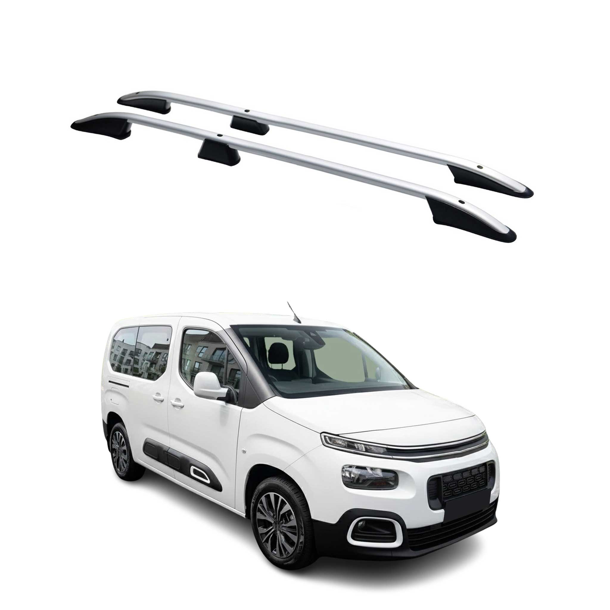 Barres de toit longitudinales pour Citroen Berlingo 2018-2026 Long Alu Gris