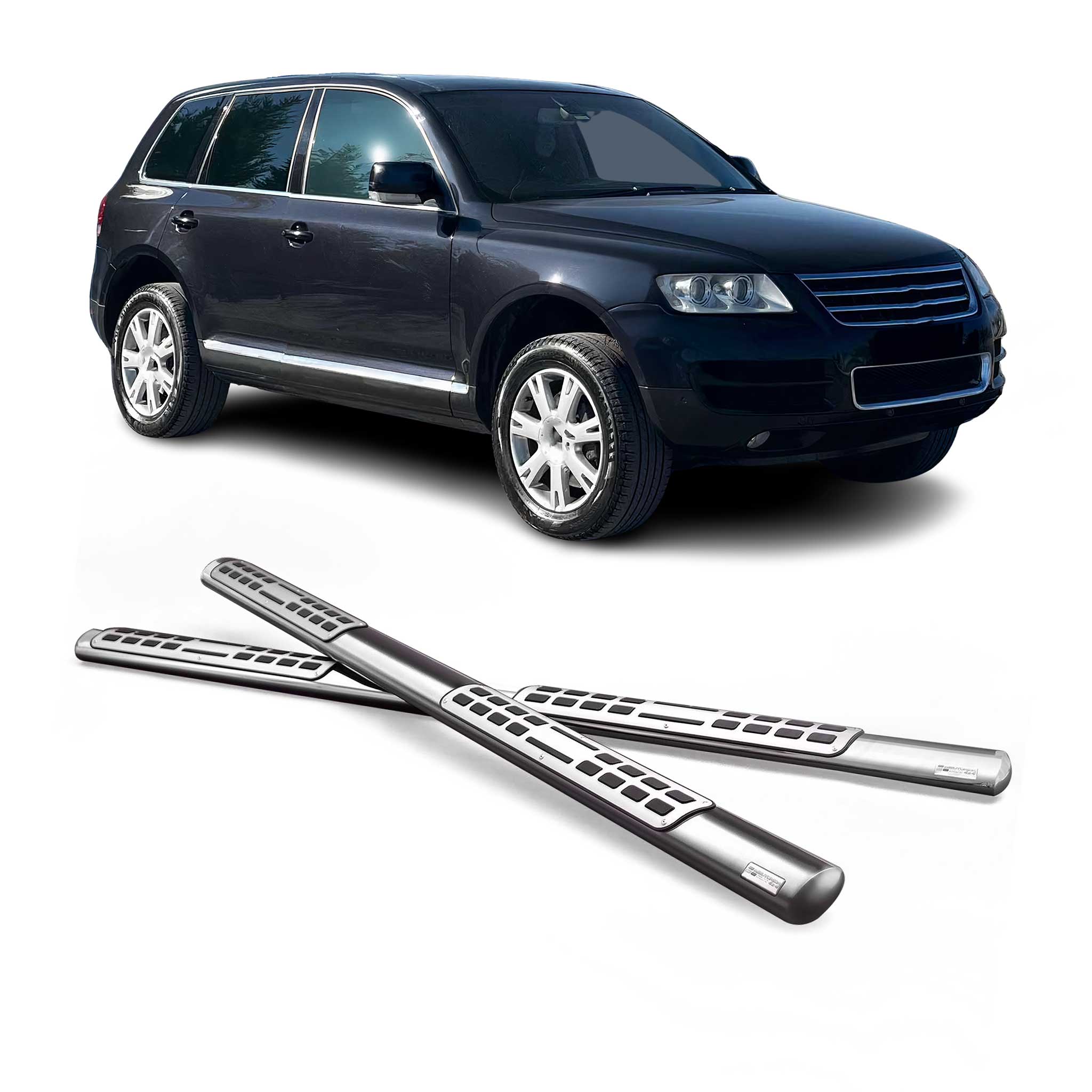 Marchepieds Latéraux pour VW Touareg I 2002-2007 Pre-FL Acier Inoxydable Argent