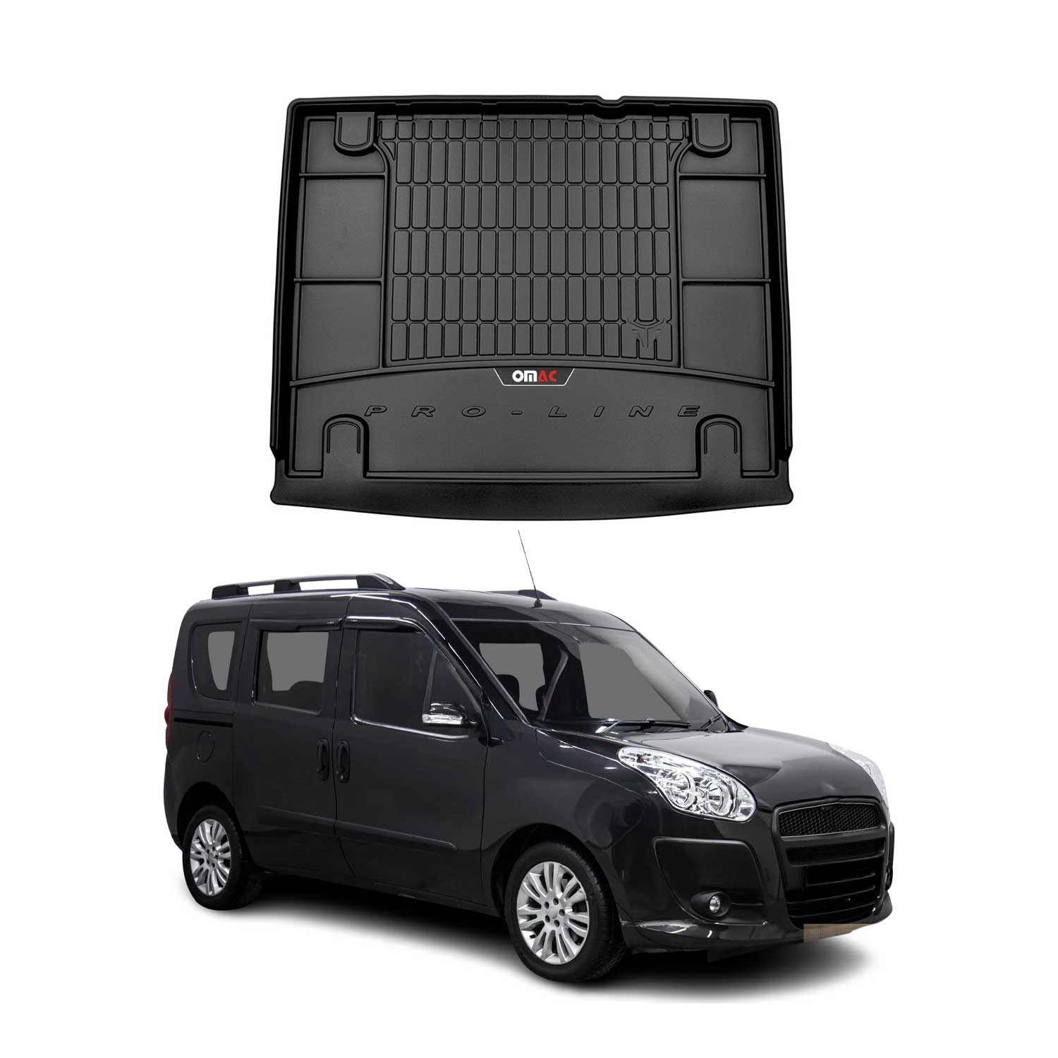 Tapis de Coffre pour Fiat Doblo 2010-2022 TPE Noir