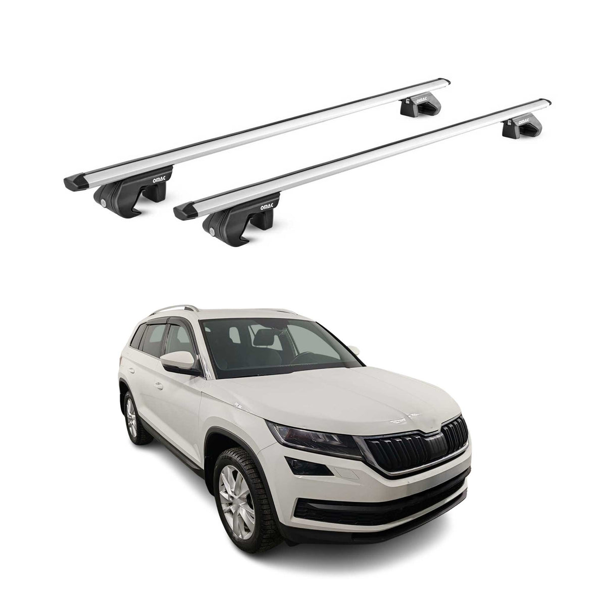 Barres de toit transversales pour Skoda Kodiaq 2016-2024 Alu Gris 2x ABE