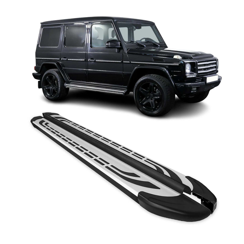 Marchepieds Latéraux pour Mercedes Classe G W463 2007-2018 Aluminium Gris Noir