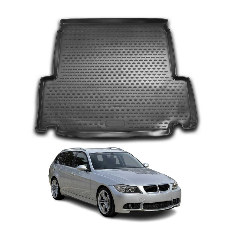 OMAC Tapis de coffre pour BMW Série 3 E91 Break 2004-2012 caoutchouc TPE Noir