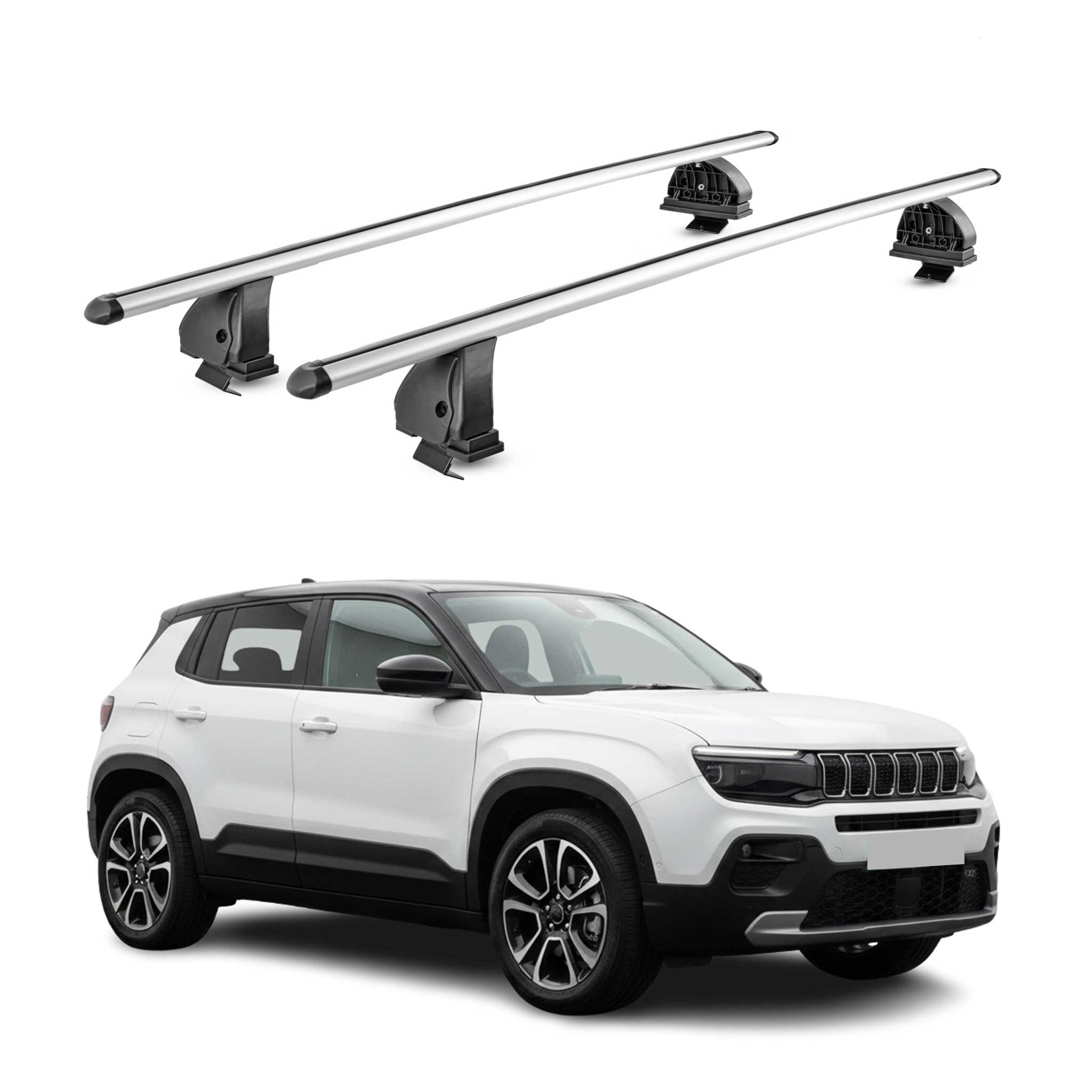Barres de toit transversales Alu pour Jeep Avenger 2023-2026 TÜV 75 kg Gris 2Pcs