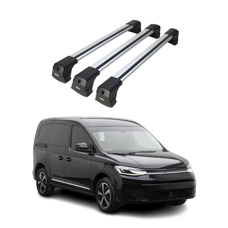 Barres De Toit Transversales pour VW Caddy 2021-2023 Aluminium Gris 3 Pcs
