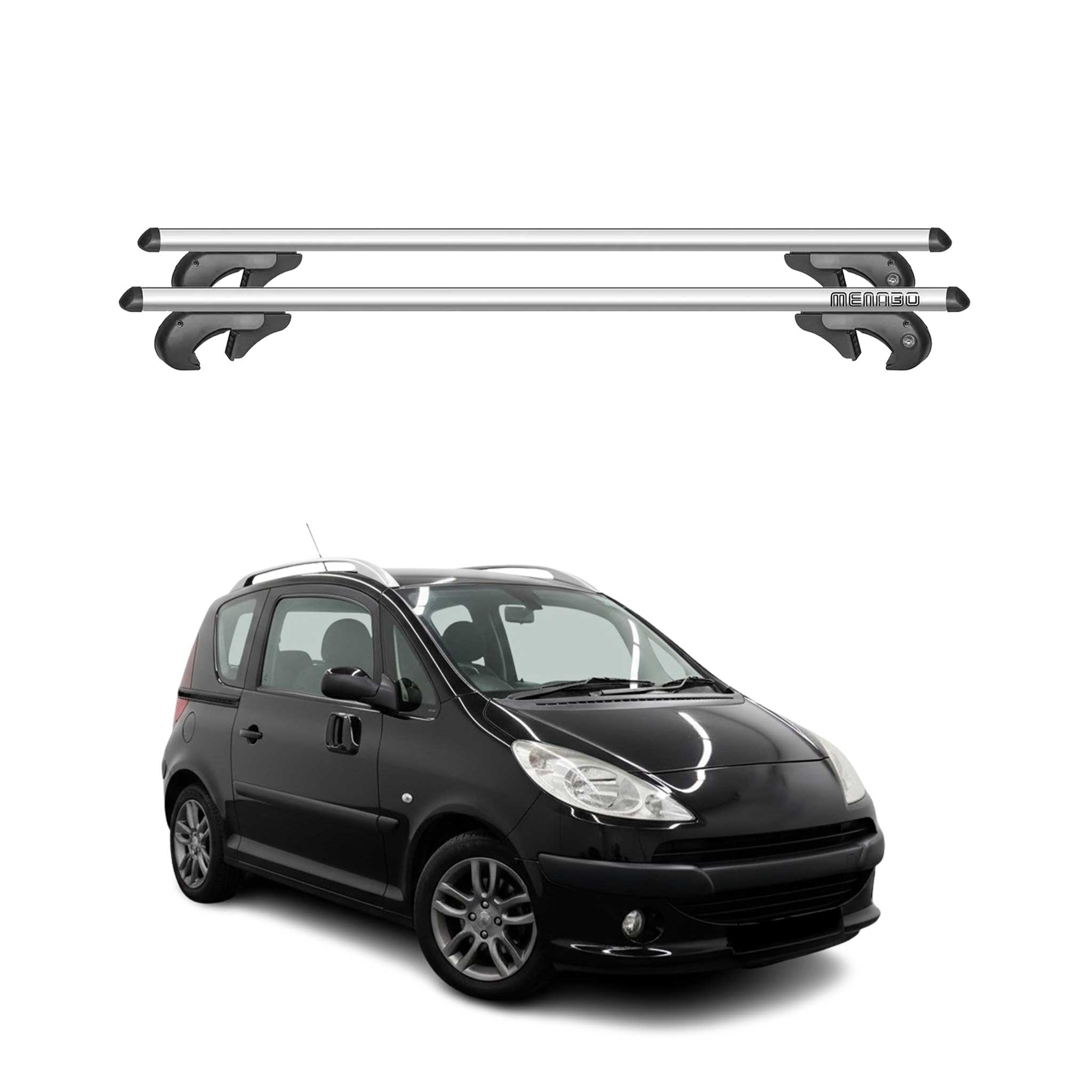 Barres de toit transversales pour Peugeot 1007 2005-2010 90kg Alu Gris 2x