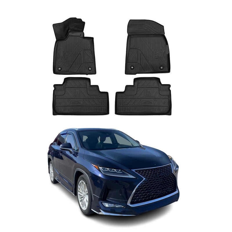 Tapis de sol pour Lexus RX 2015-2025 en caoutchouc TPE 3D Noir 4Pcs