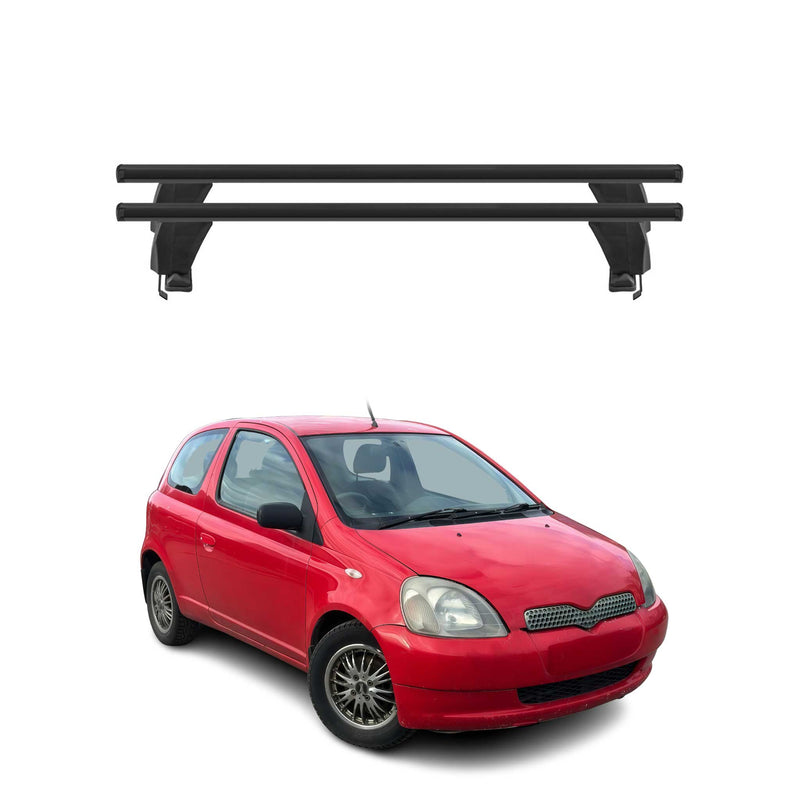Menabo Barres de toit Transversales pour Toyota Yaris 1999-2005 Noir ABE 2x