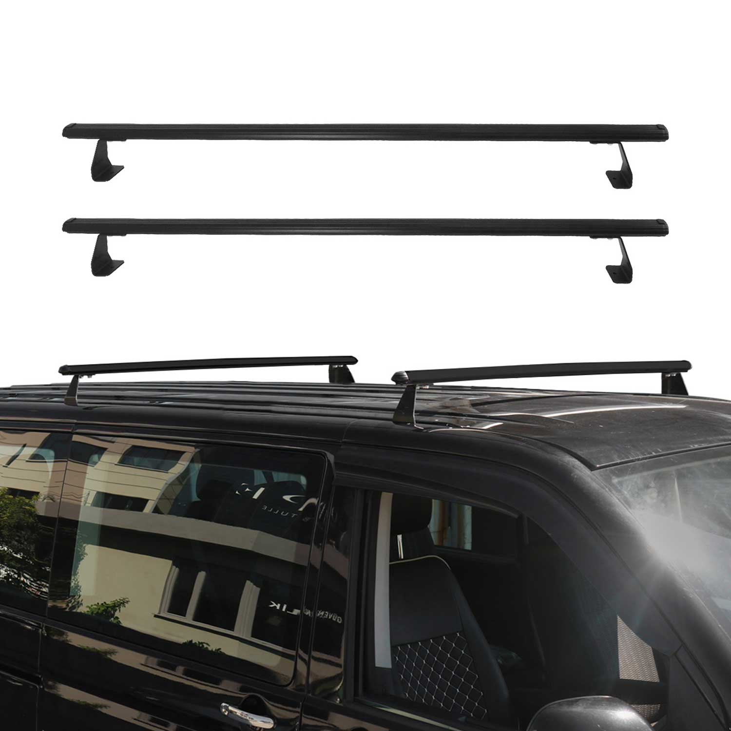 Barres de toit transversales pour VW Transporter T7 2023-2026 Aluminium Noir 2x