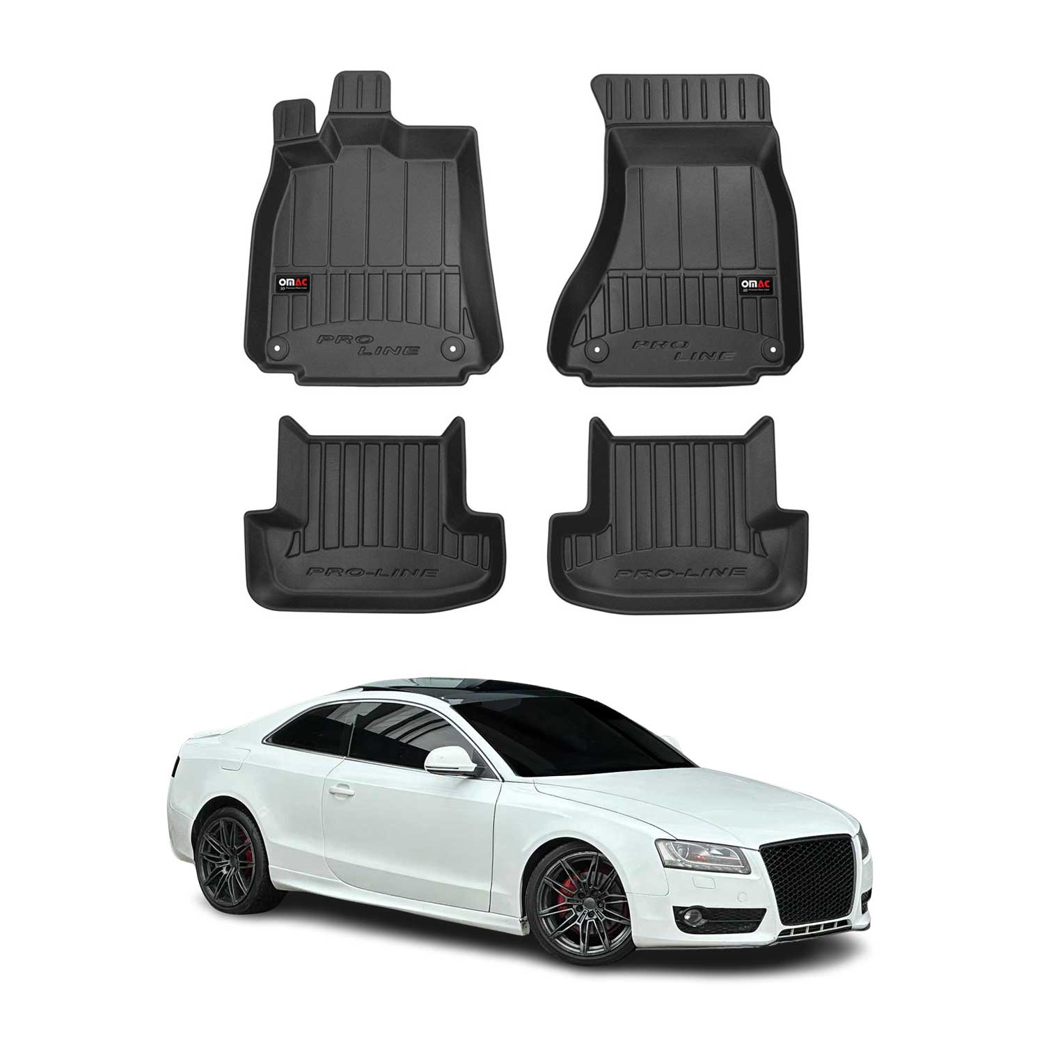 OMAC Tapis de sol caoutchouc pour Audi A5 8T3 8F7 Cabrio Coupé 07-17 Premium
