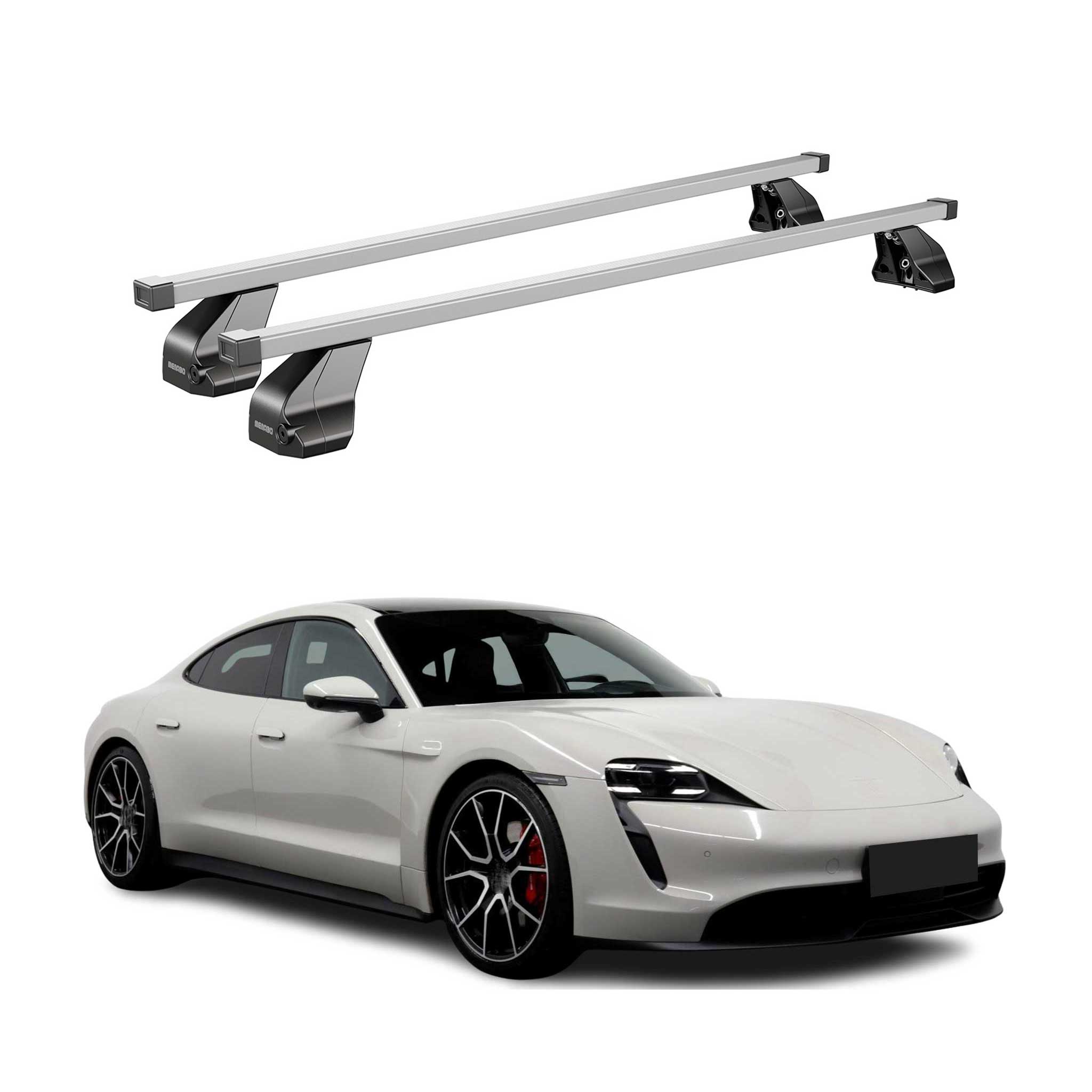 Menabo Barres de Toit Transversales pour Porsche Taycan 2019-2026 Alu Gris