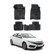 Tapis de sol pour Honda Civic 10 2016-2021 Noir 3D en Caoutchouc TPE 4Pcs