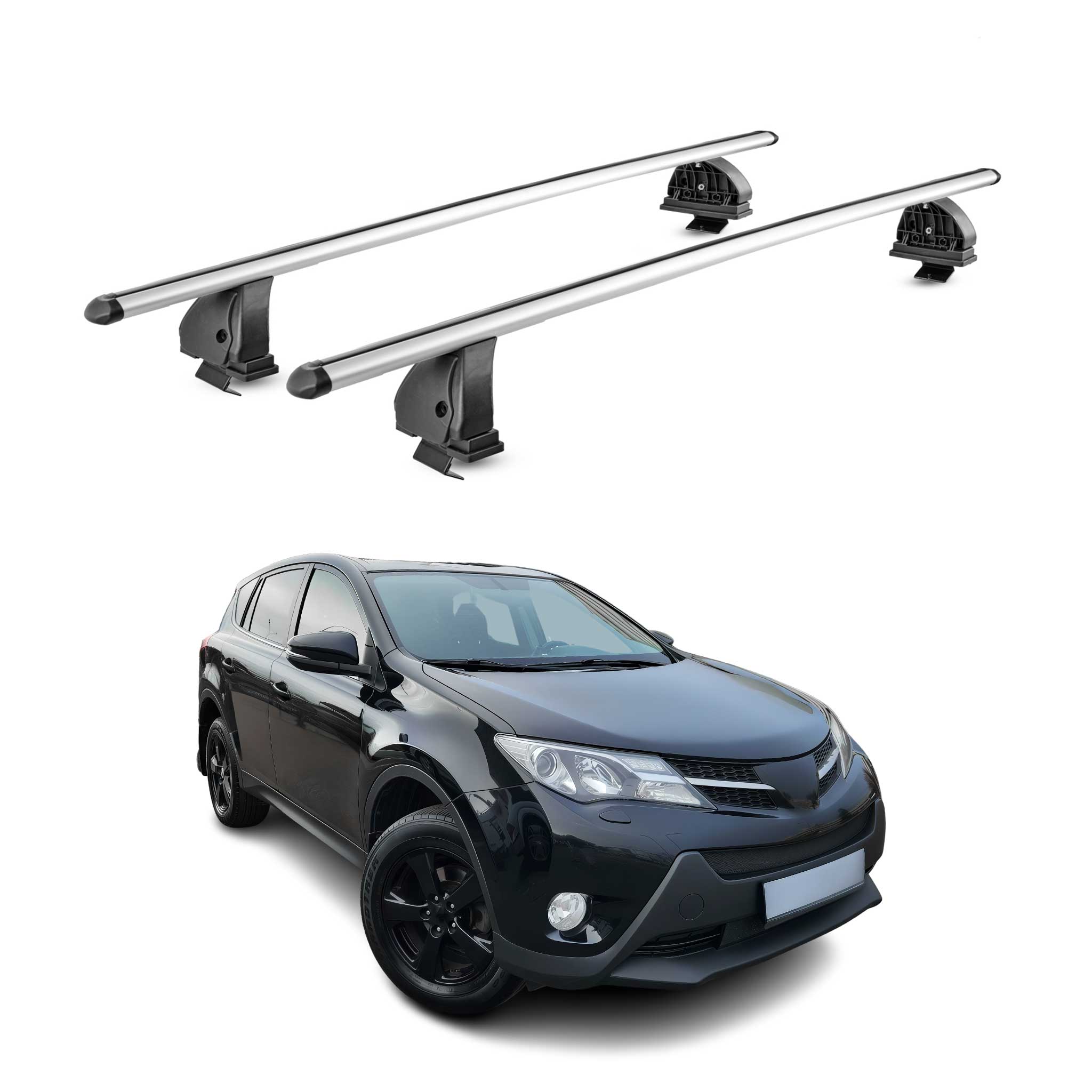 Barres de toit transversales Alu pour Toyota Rav4 IV XA40 2013-2018 TÜV Gris 2x