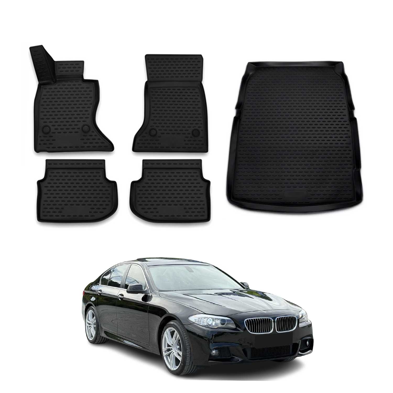 Kit Tapis de sol et coffre pour BMW Série 5 F10 F11 2010-2013 Pre-FL 4WD Xdrive