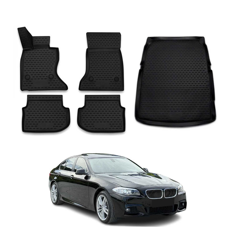 Kit Tapis de sol et coffre pour BMW Série 5 F10 F11 2010-2013 en Caoutchouc TPE