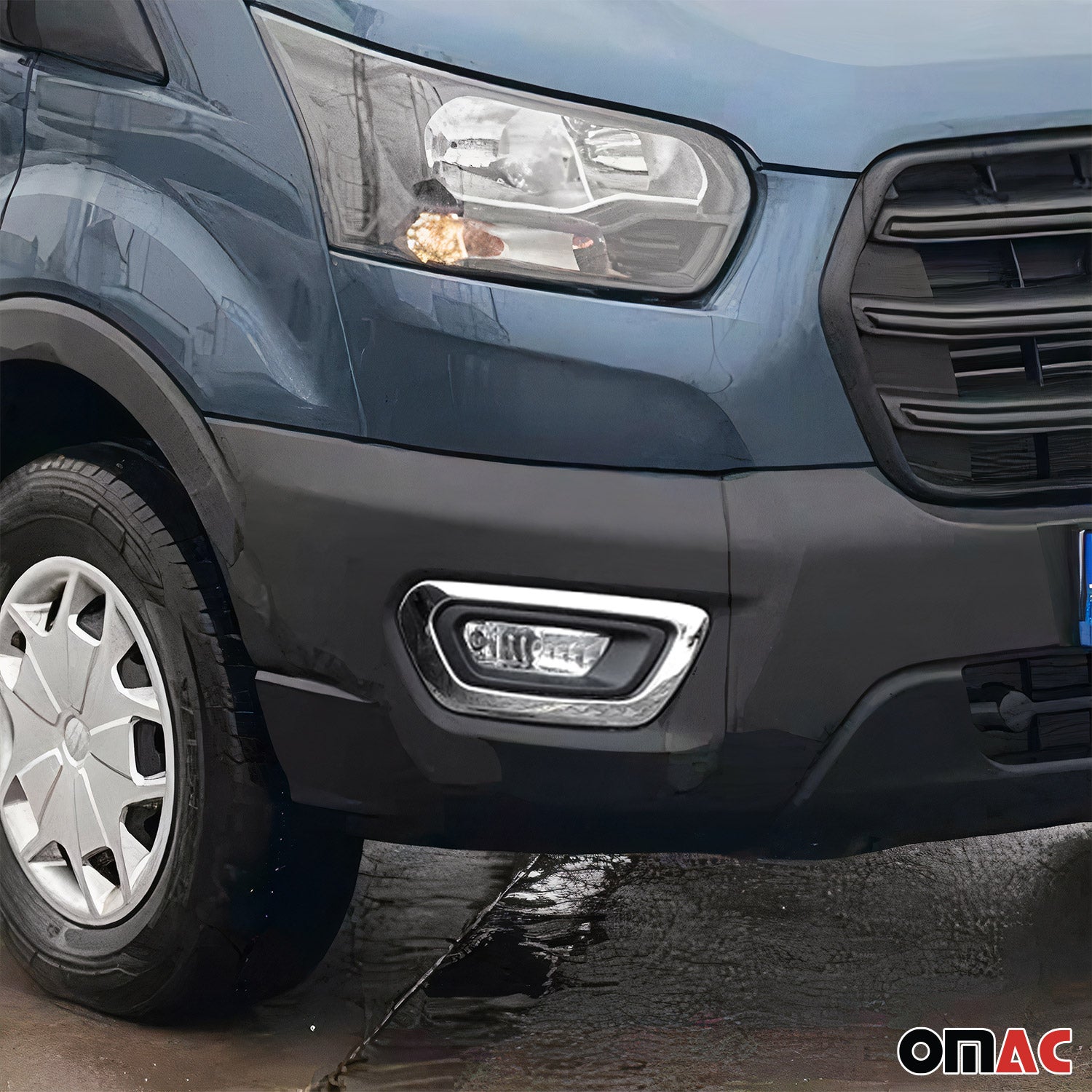 Cadre phare antibrouillard pour Ford Transit 2020-2026 en acier inox chromé