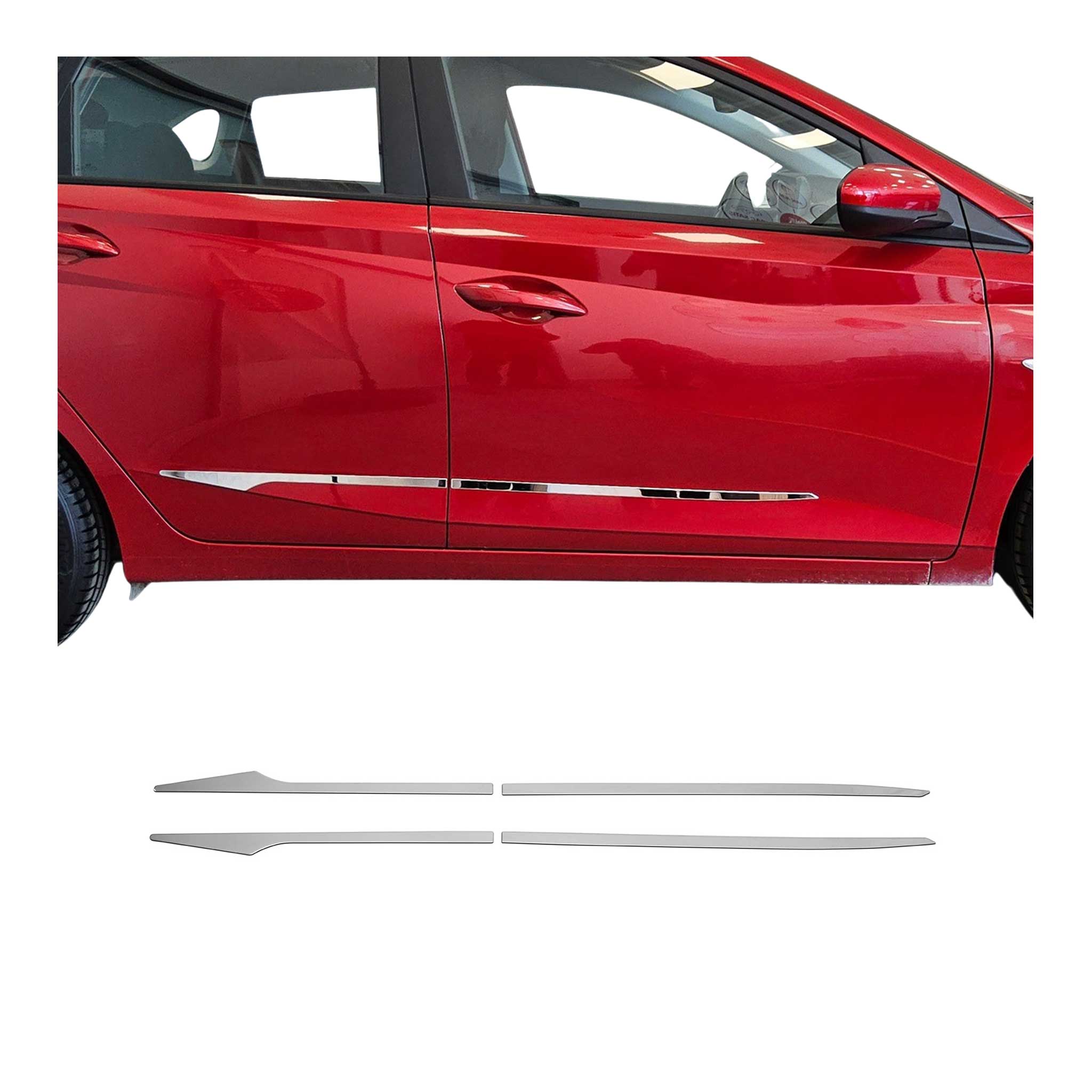 Garniture baguette de porte latérale pour Hyundai i20 HB 2020-2026 inox chromé