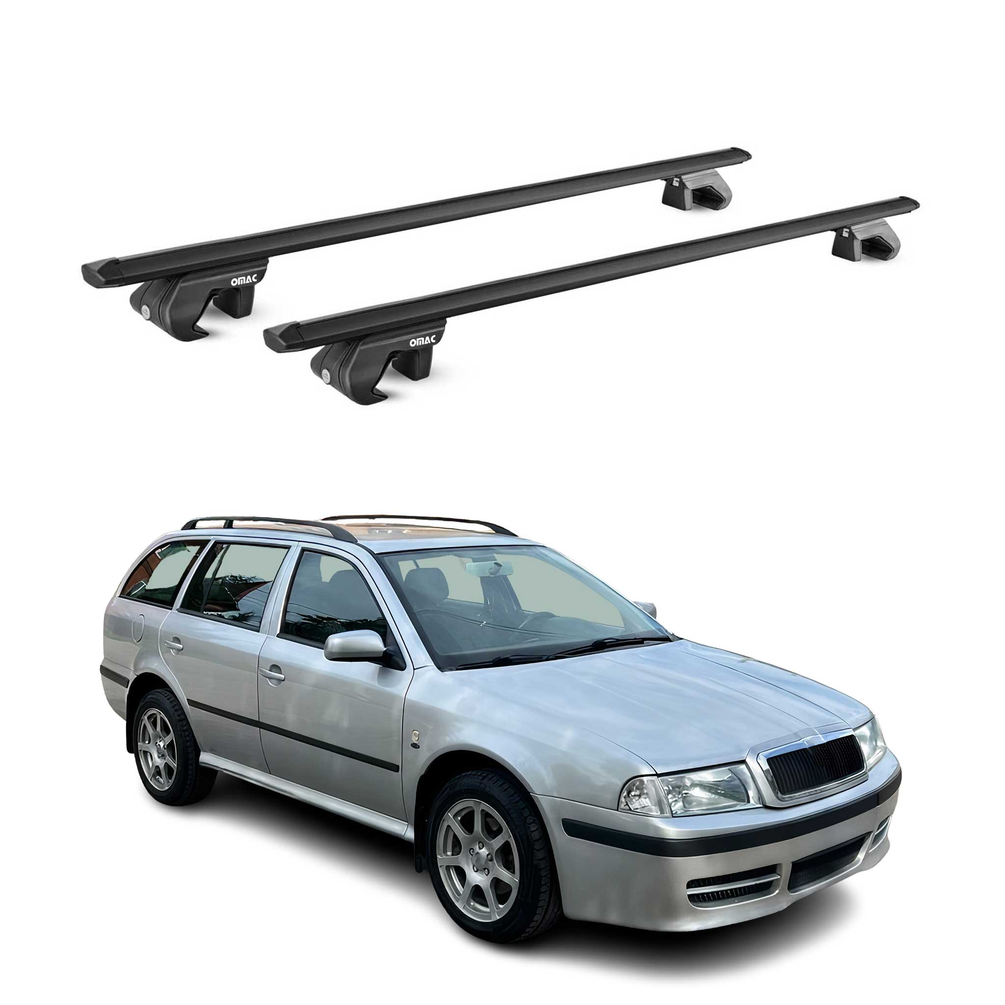 Barres de toit transversales pour Skoda Octavia I Break 1996-2004 Alu Noir ABE