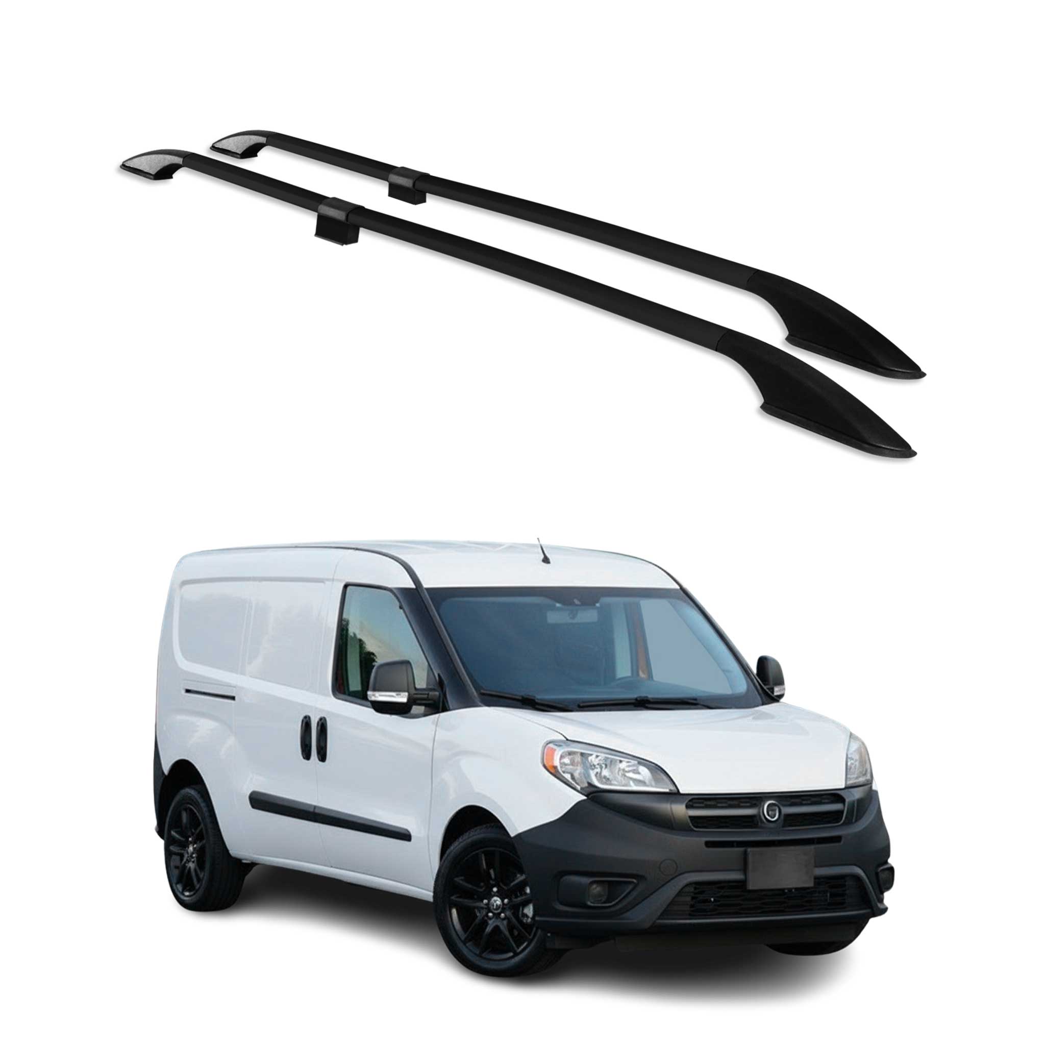 Barres de toit longitudinales pour Fiat Doblo Maxi 2010-2021 Aluminium Noir