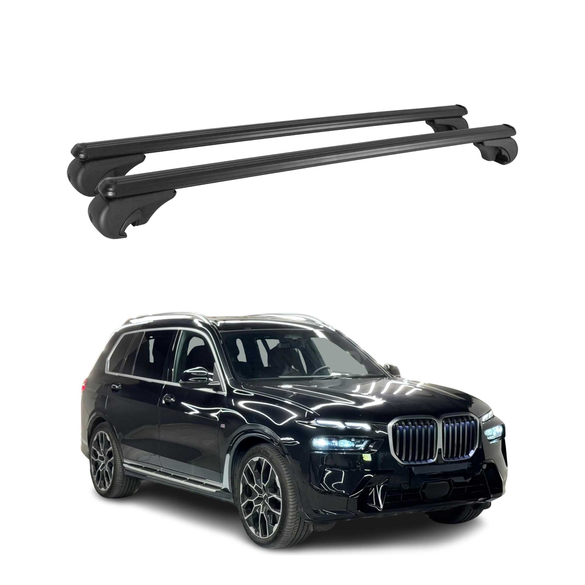 Barres de toit transversales pour BMW X7 G07 2018-2026 2Pcs Aluminium Noir