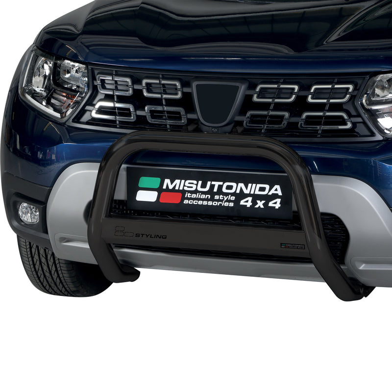 Pare-buffle Avant pour Dacia Duster 2020-2025 63mm en Acier Inoxydable Noir