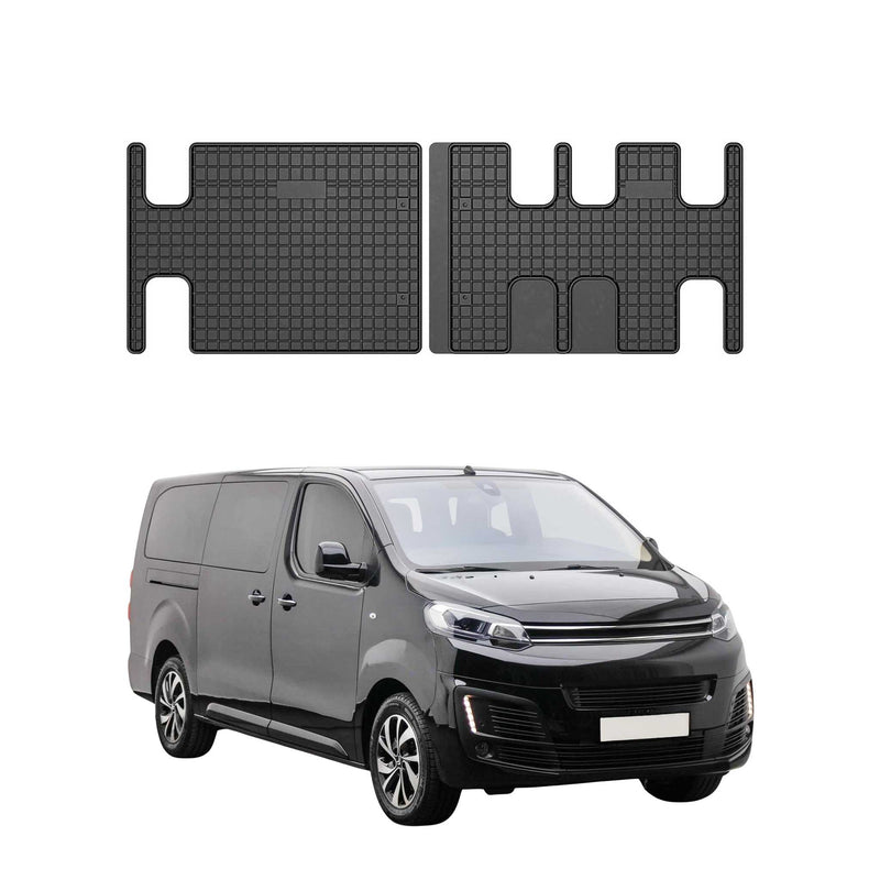 Tapis de Sol pour Citroen Jumpy 2016-2025 3e rangée en Caoutchouc Noir