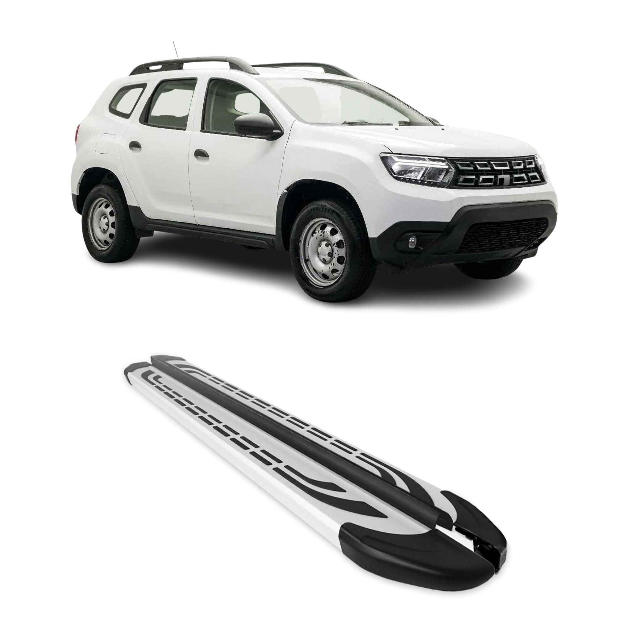 Marchepieds Latéraux pédale pour Dacia Duster II 2018-2024 Aluminium Gris 2Pcs