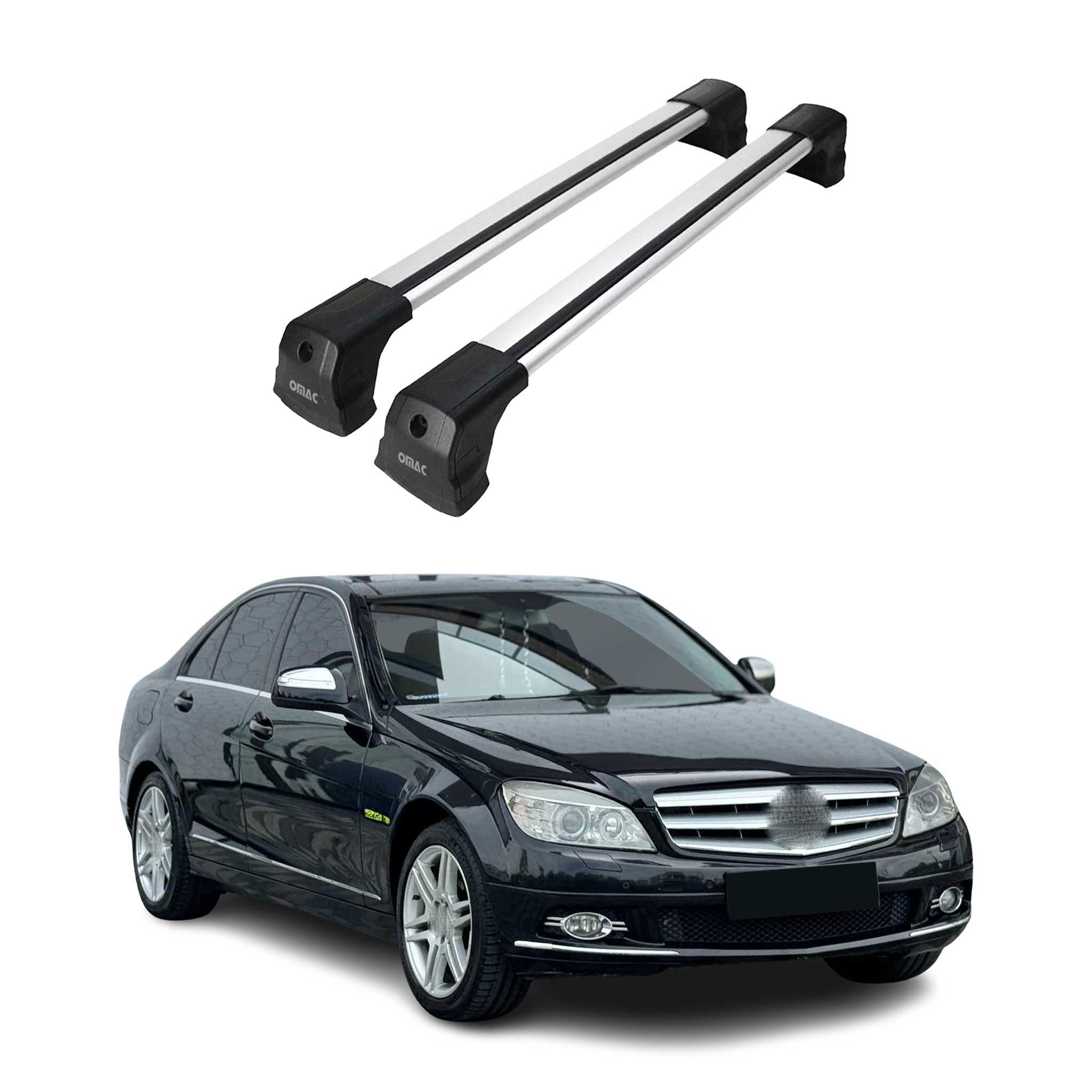 Barres de toit transversales pour Mercedes C-Class 2008-2014 gris en Alu