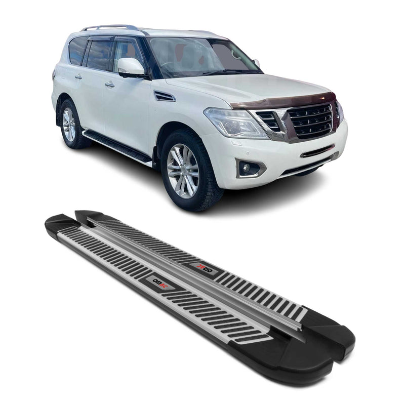 Marchepieds Latéraux pour Nissan Patrol 2010-2024 Noir Gris Aluminium 2Pcs