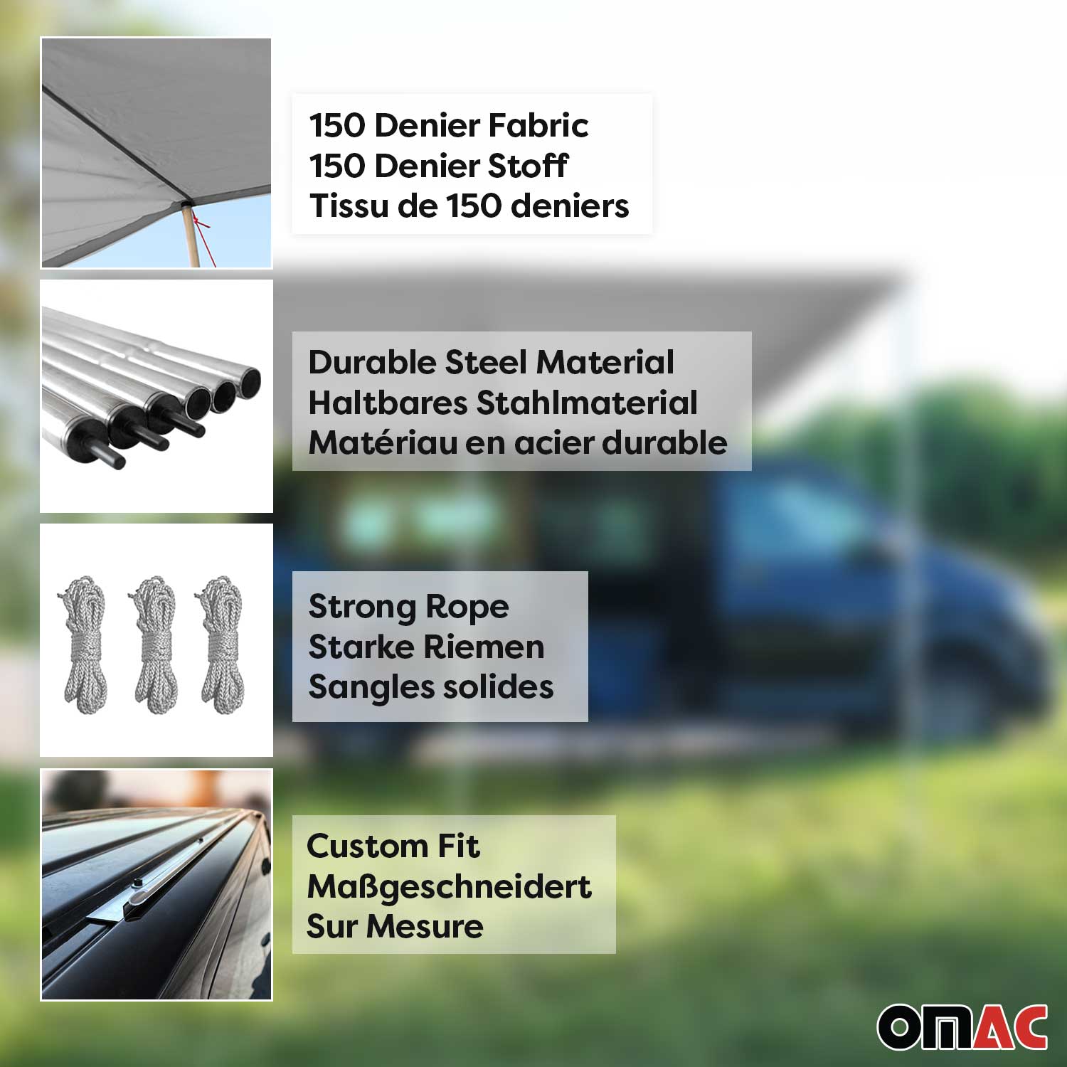 Rail d'auvent de tent pour Ford Transit Tourneo Custom 2023-2025 L1 court