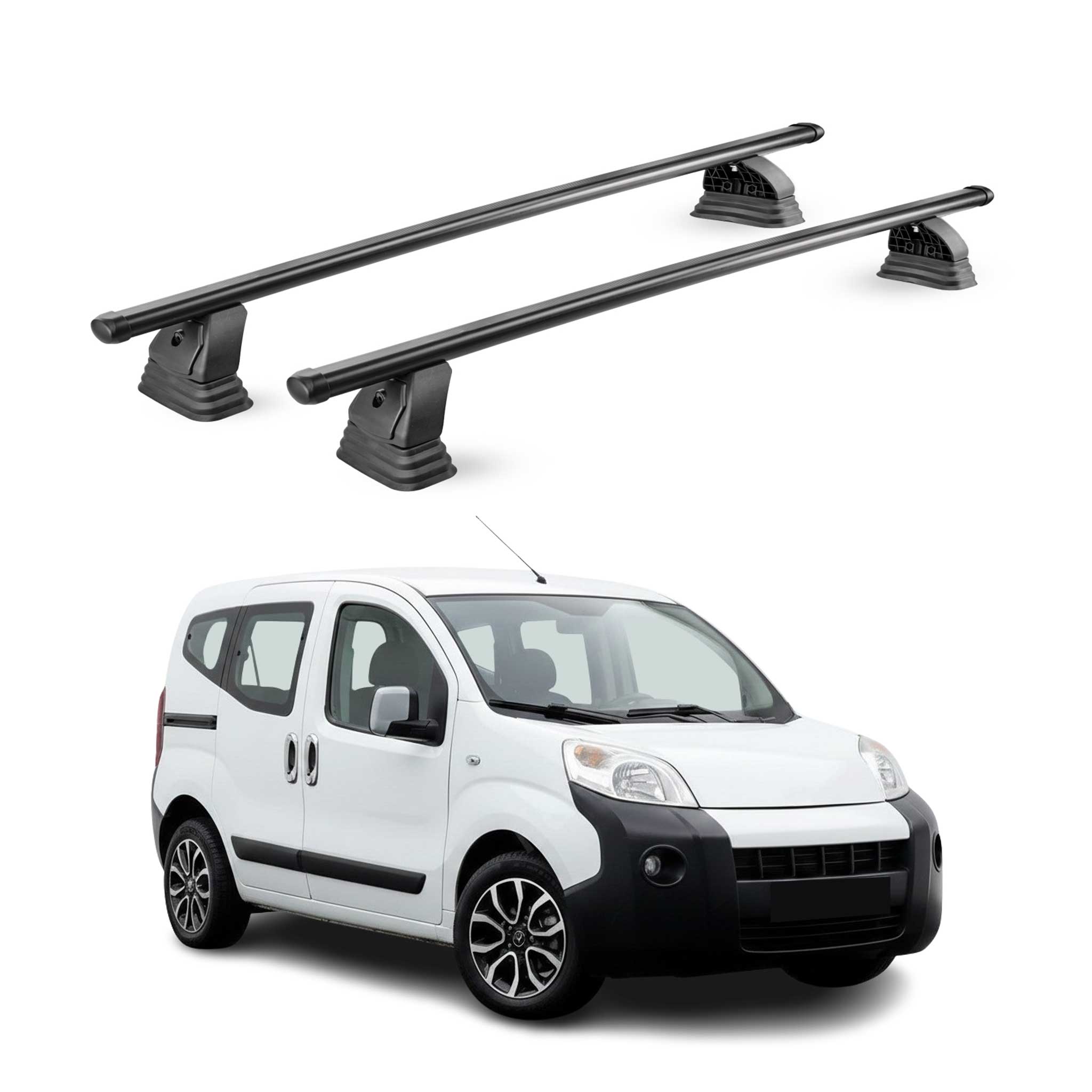 Barres de toit transversales acier pour Citroen Nemo 2007-2017 TÜV 75 kg Noir 2x