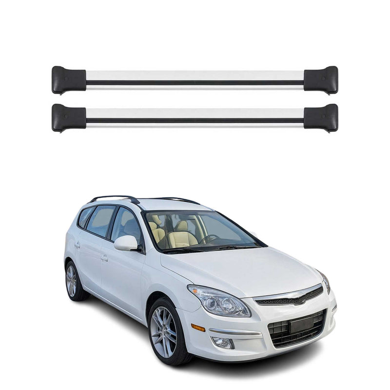 Barres de toit transversales pour Hyundai Elantra Break 2010-2013 Alu Gris