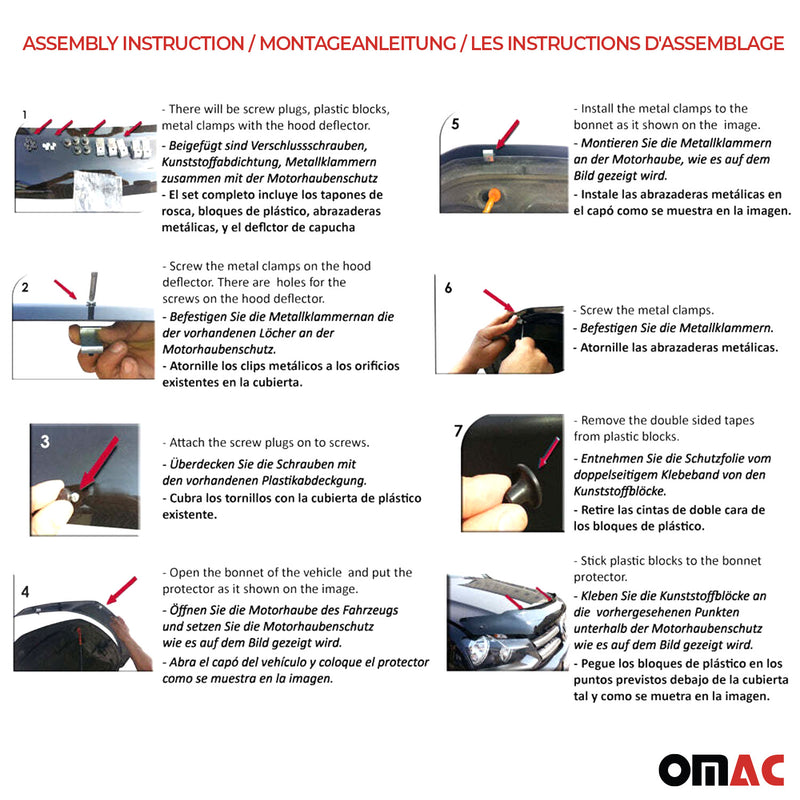 Deflecteurs d'air capot de voiture pour MAN TGE 2017 en Plastique Acrylique