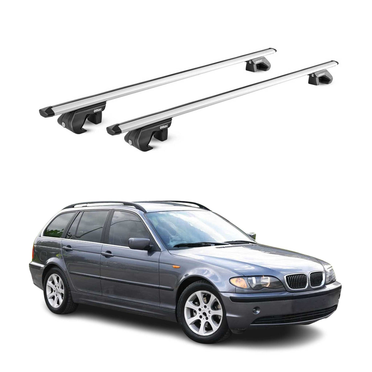 Barres de toit transversales pour BMW Serie 3 Break E46 1999-05 5 P Gris ABE