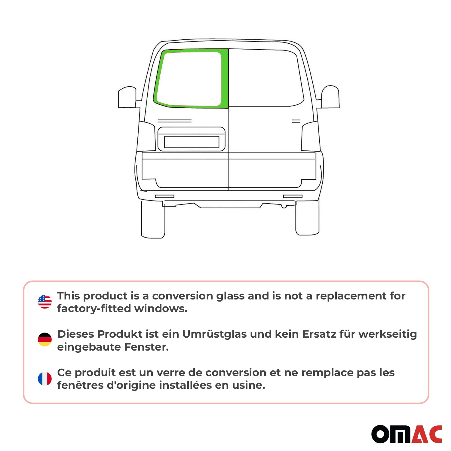 Vitre de Porte pour VW T5 2003-2015 L1/L2 Arriére Gauche Verre fixe
