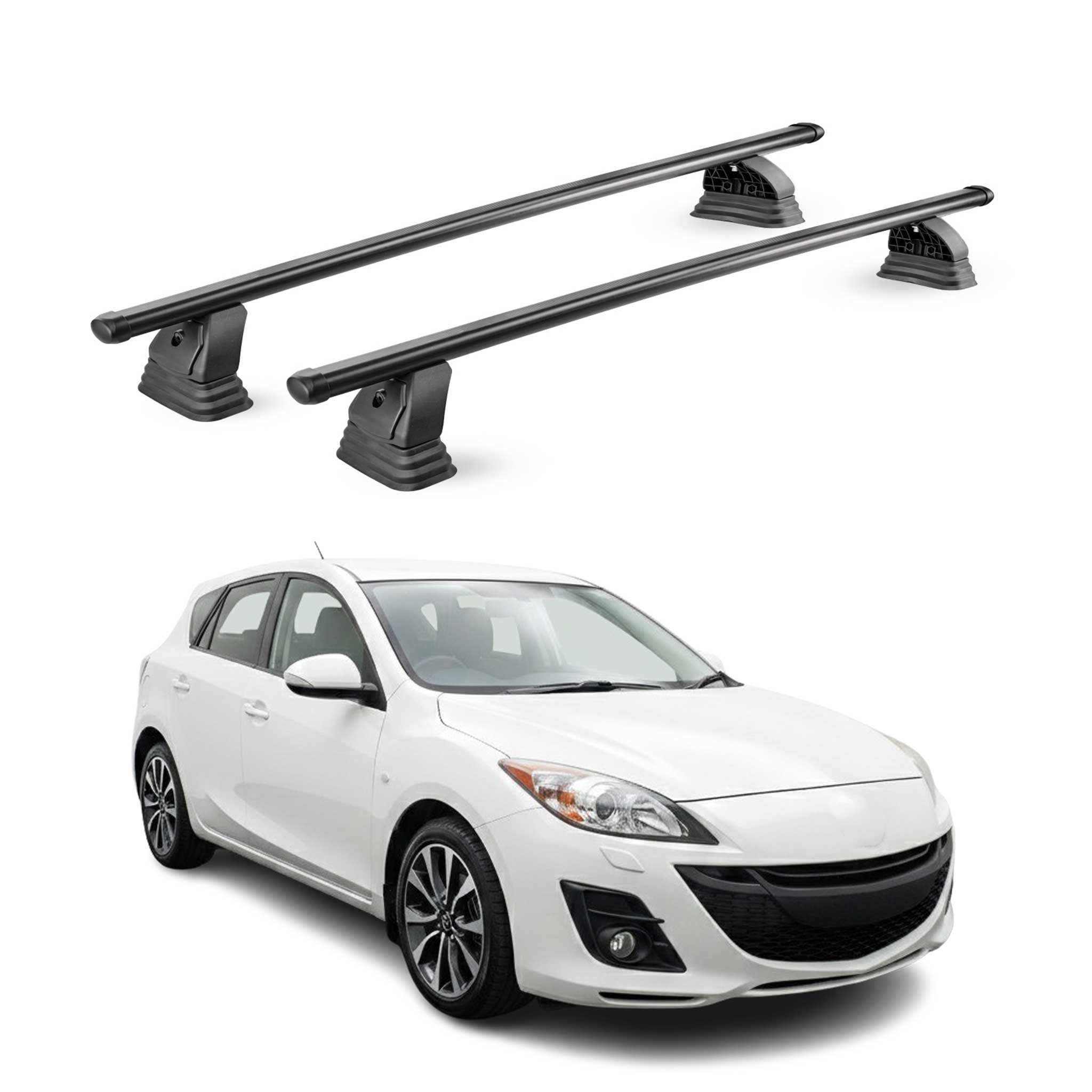 Barres de toit transversales acier pour Mazda 3 II 2010-2013 TÜV 75 kg Noir 2Pcs