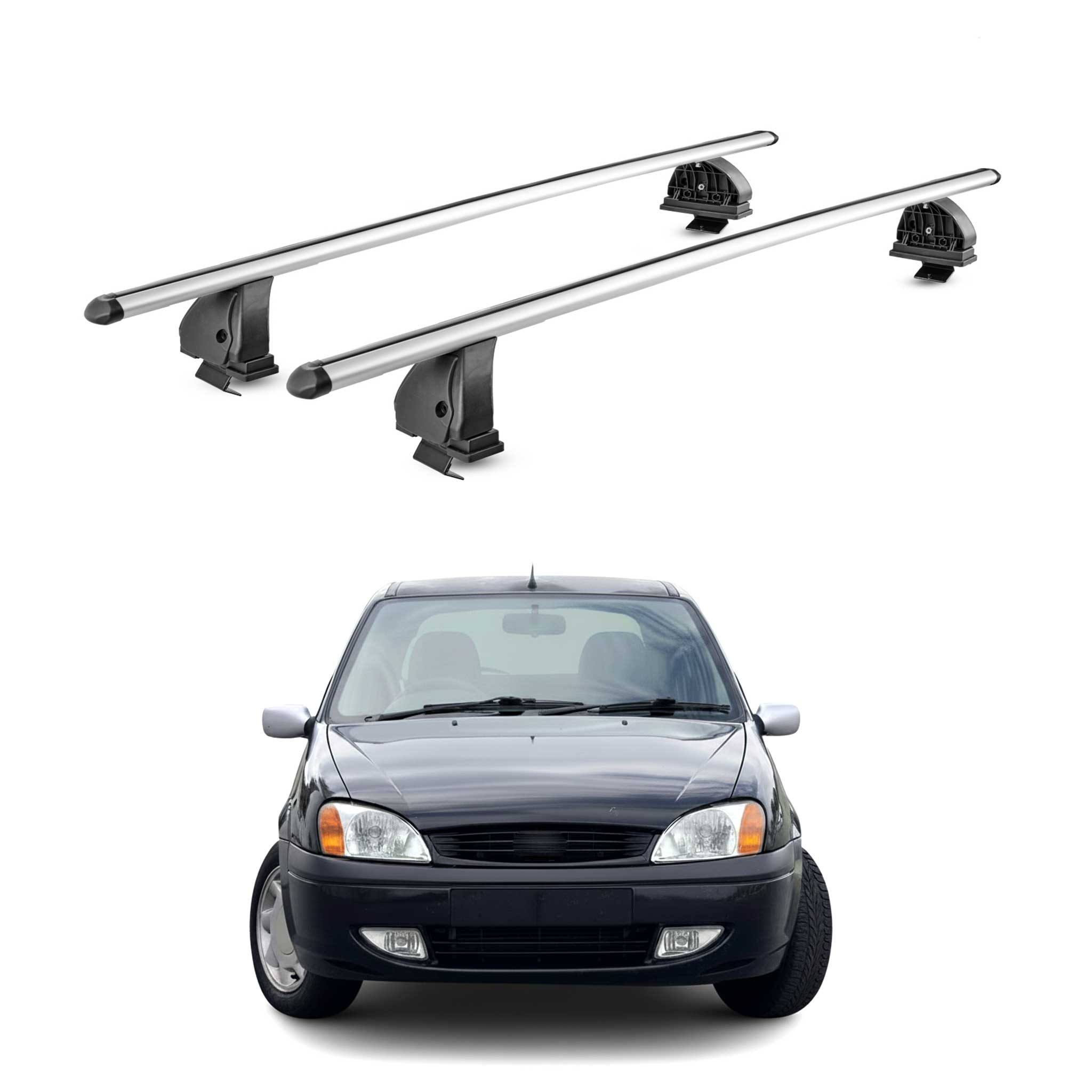 Barres de toit transversales Alu pour Ford Fiesta IV HB 1995-2002 5Portes Gris