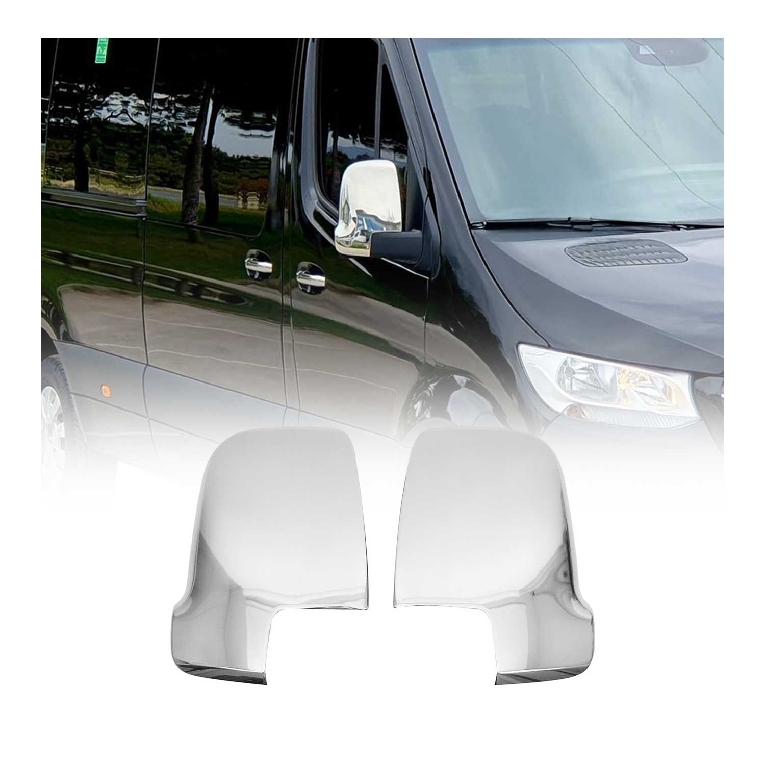 Coques de Rétroviseurs pour Mercedes Sprinter 907-910 2018-2026 en Acier Argenté
