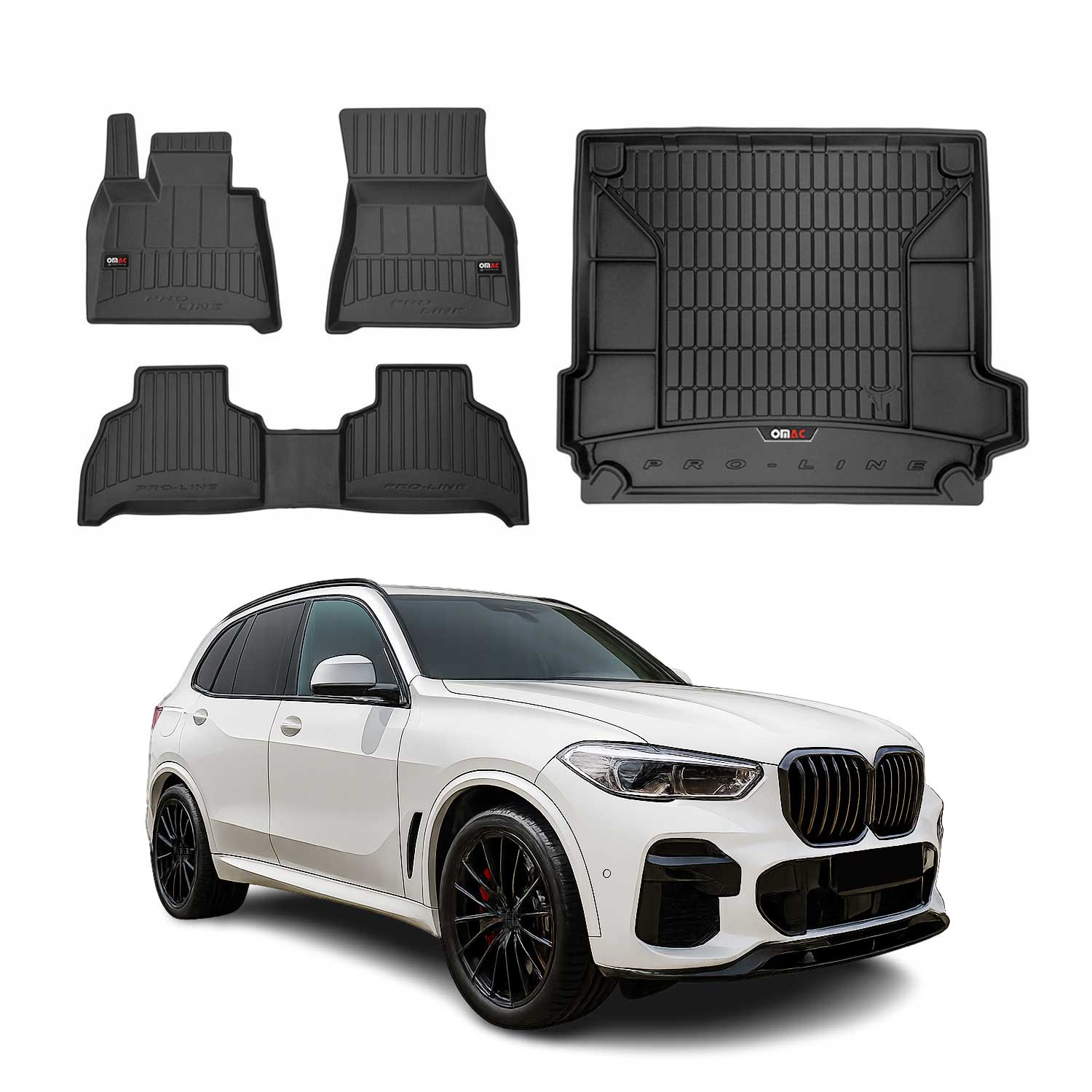 OMAC Kit Tapis de sol et coffre pour BMW X5 G05 2018-2024 Premium Noir