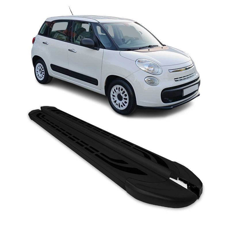 Marchepieds Latéraux pédale pour Fiat 500L 2012-2024 Aluminium Noir 2Pcs