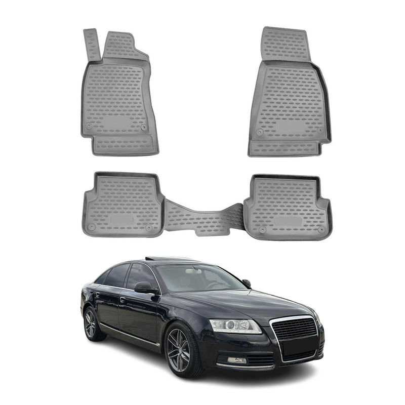 OMAC 3D Tapis de sol pour Audi A6 C6 Berline Allroad Break 2008-11 TPE Gris