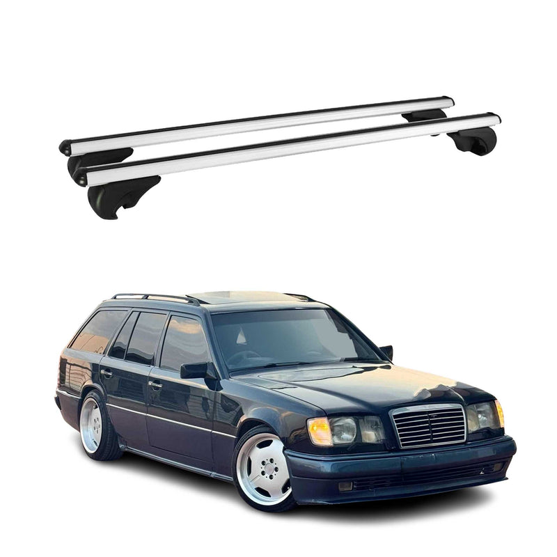 Barres de toit Transversales pour Mercedes Classe E S124 1985-1995 Alu Argent