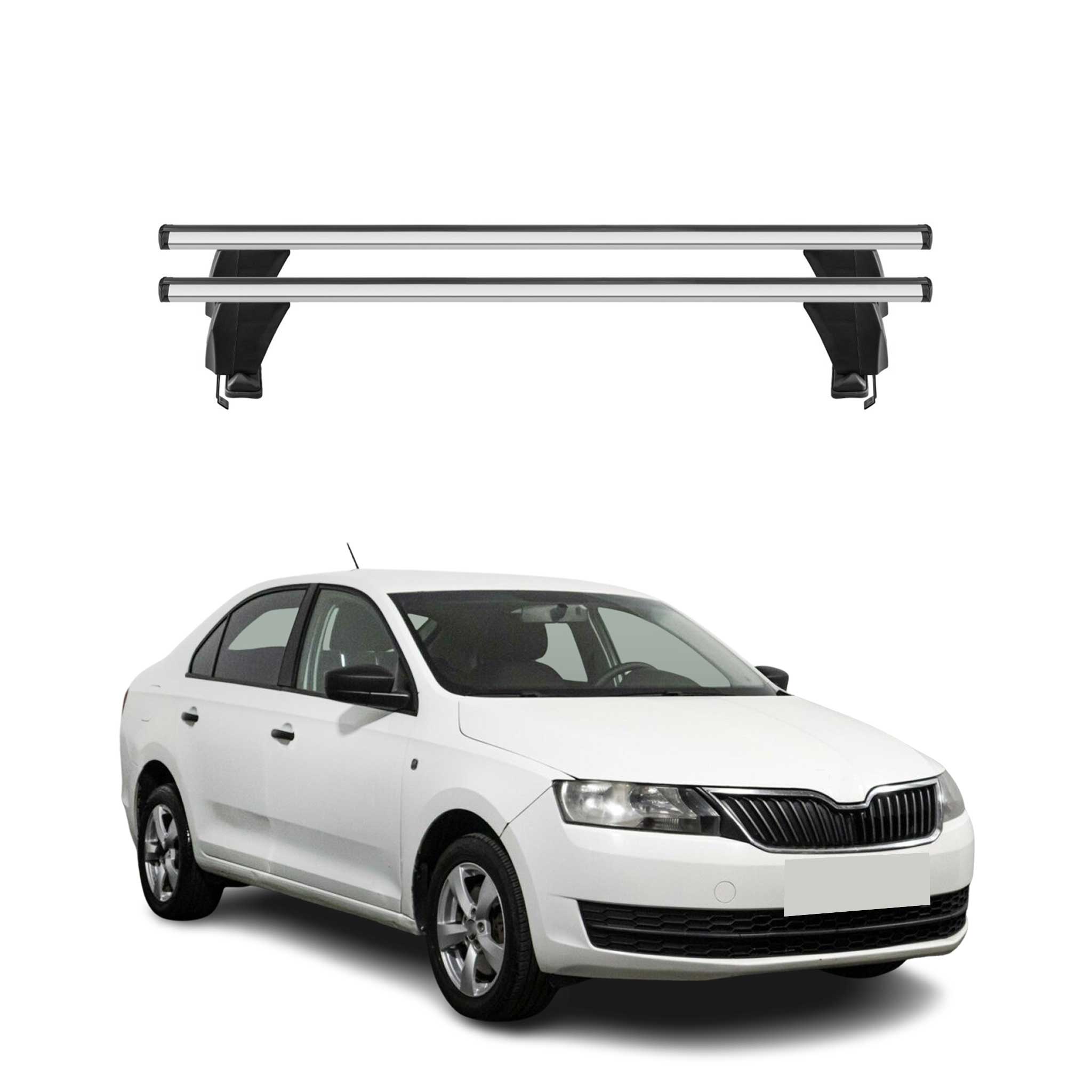 Menabo Barres de toit Transversales pour Skoda Rapid 2012-2019 Gris ABE 2x