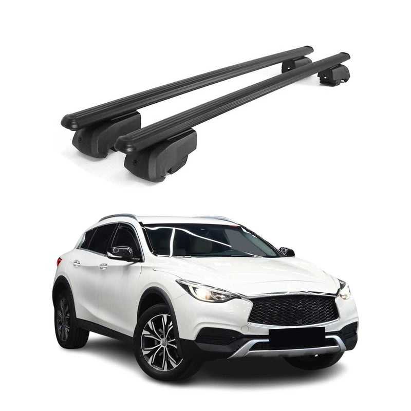 Barres de toit Transversales pour Infiniti QX30 2016-2023 Aluminium Noir ABE