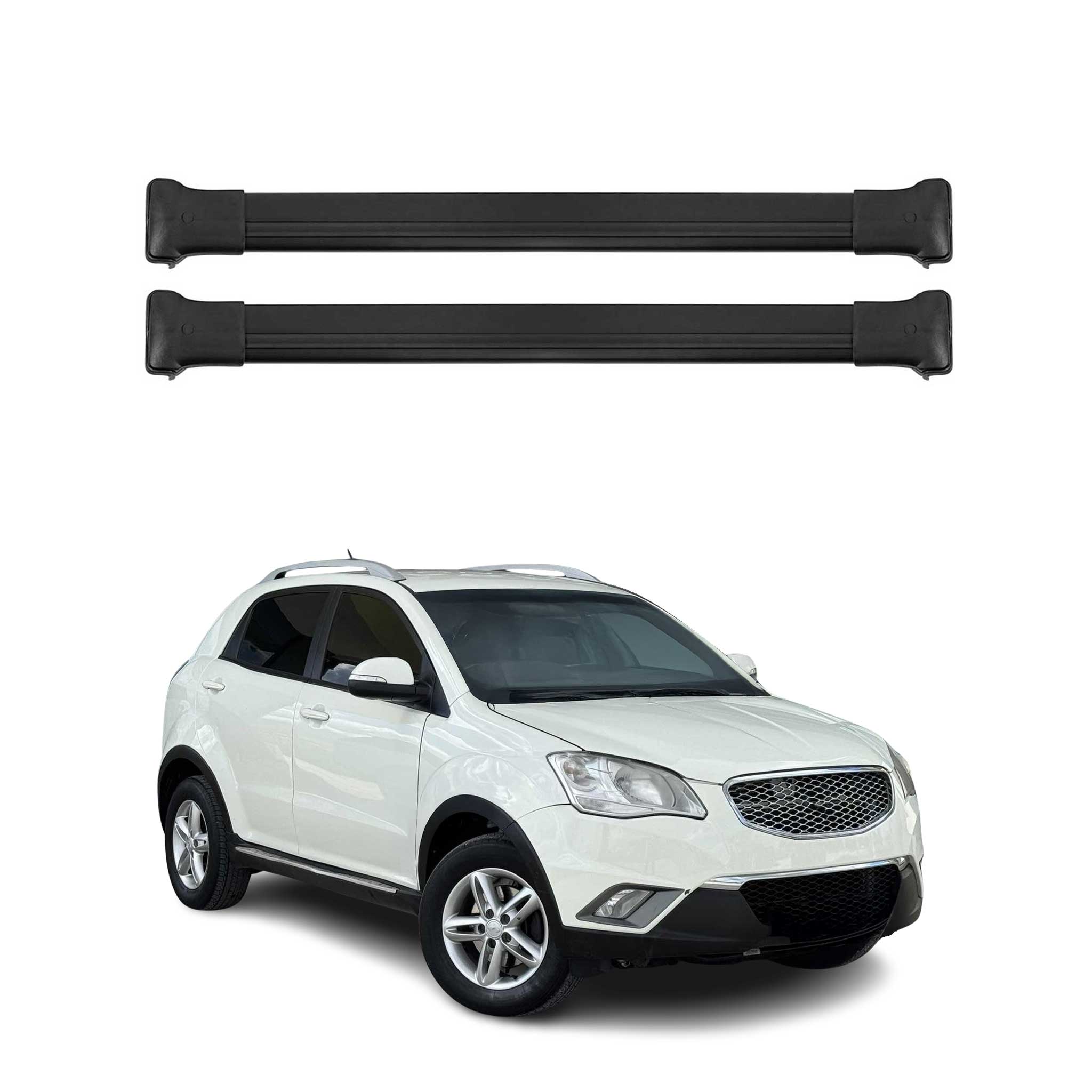 Barres de toit transversales pour Ssangyong Korando 2010-2019 Aluminium Gris 2x