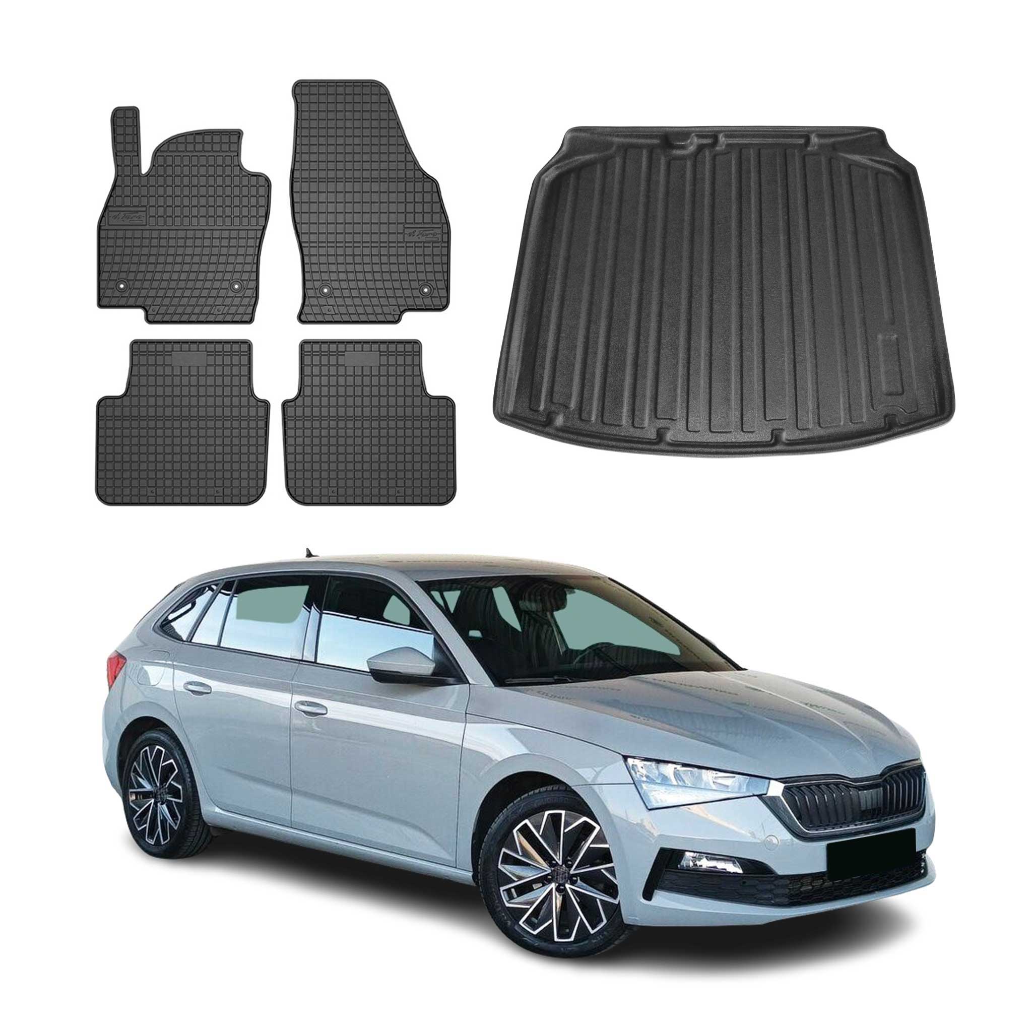 Kit Tapis de sol et coffre pour Skoda Scala 2019-2026 TPE Noir