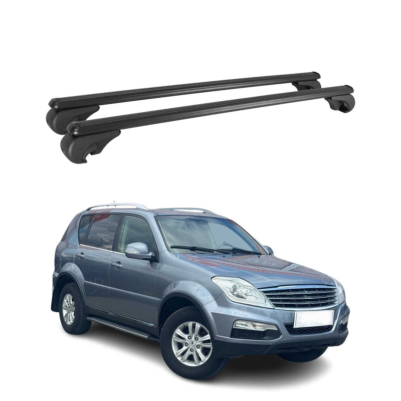 Barres de toit Transversales pour Ssangyong Rexton 2012-2024 Aluminium Noir