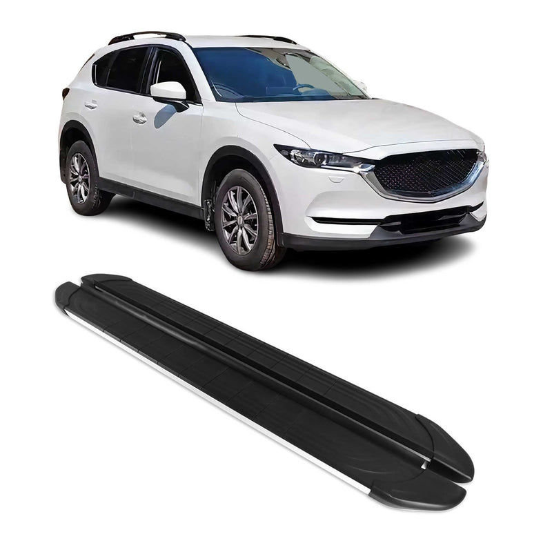 Marchepieds Latéraux pédale pour Mazda CX-5 2018-2024 Aluminium Gris Noir 2Pcs